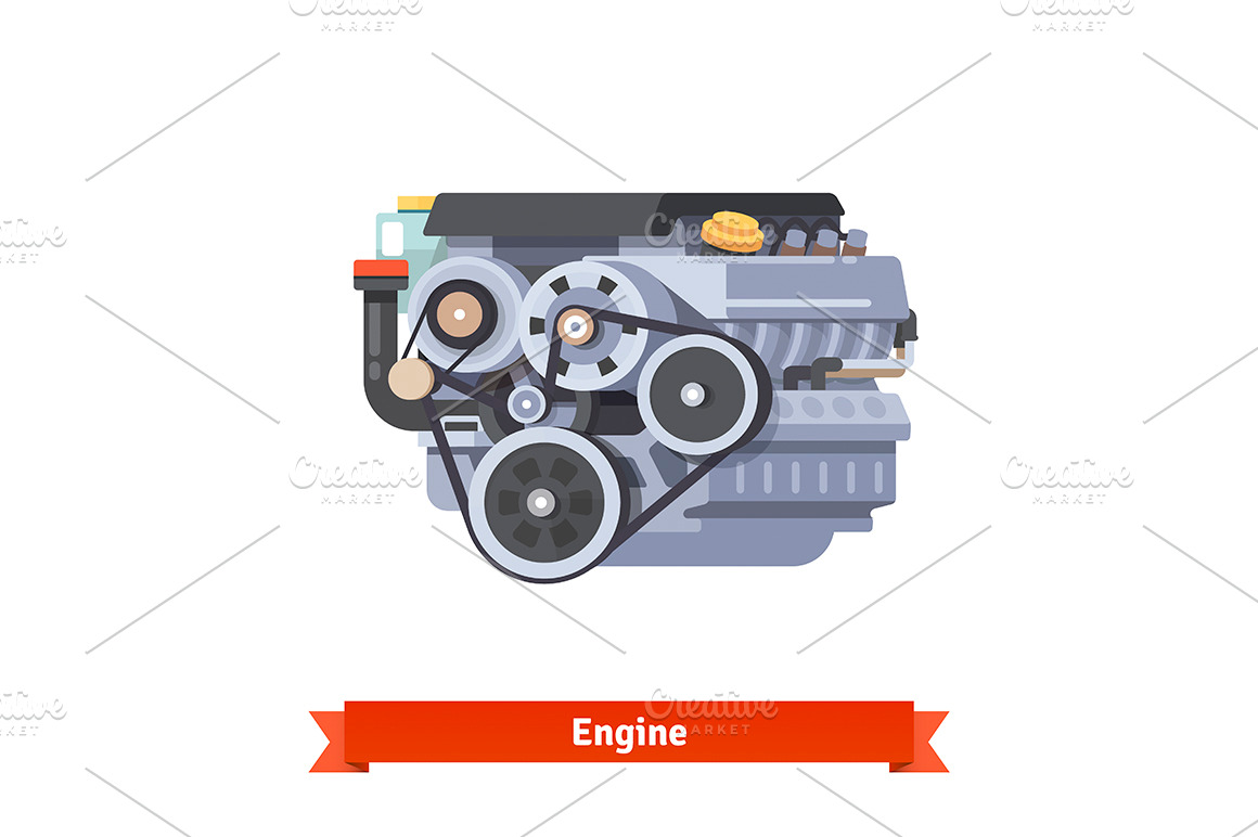 Modern car internal engine | Pre-Designed Illustrator Graphics