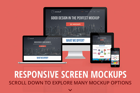 Responsive Screen Mockups | iPhone Mockups ~ Creative Market