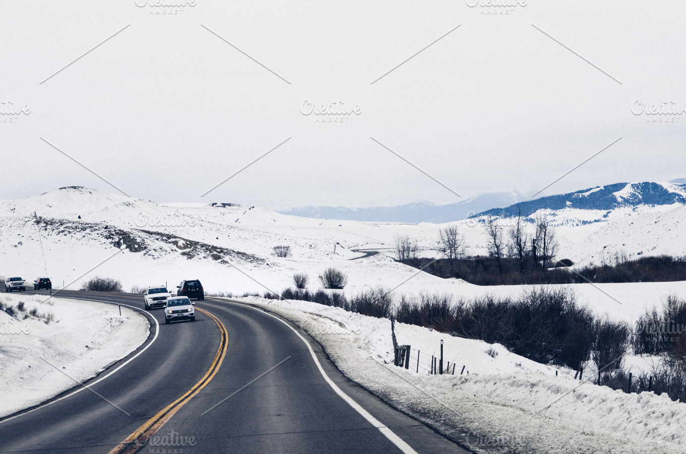 Snowy Rocky Mountain Road High Quality Transportation Stock Photos Creative Market