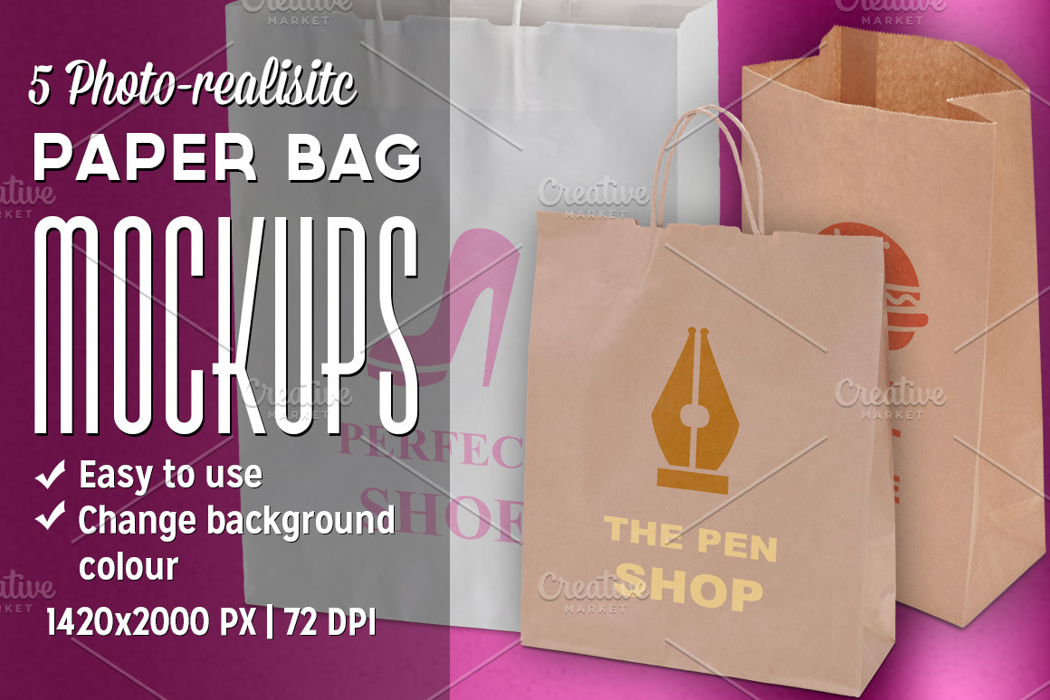 Download 5 Photo-realistic Paper Bag Mockups | Creative Photoshop ...