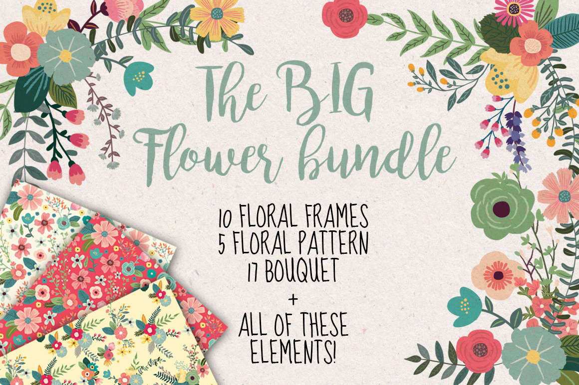 The Big Flower Bundle Pre Designed Illustrator Graphics Creative Market