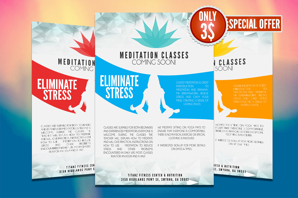 Yoga Flyer Template Creative Illustrator Templates Creative Market