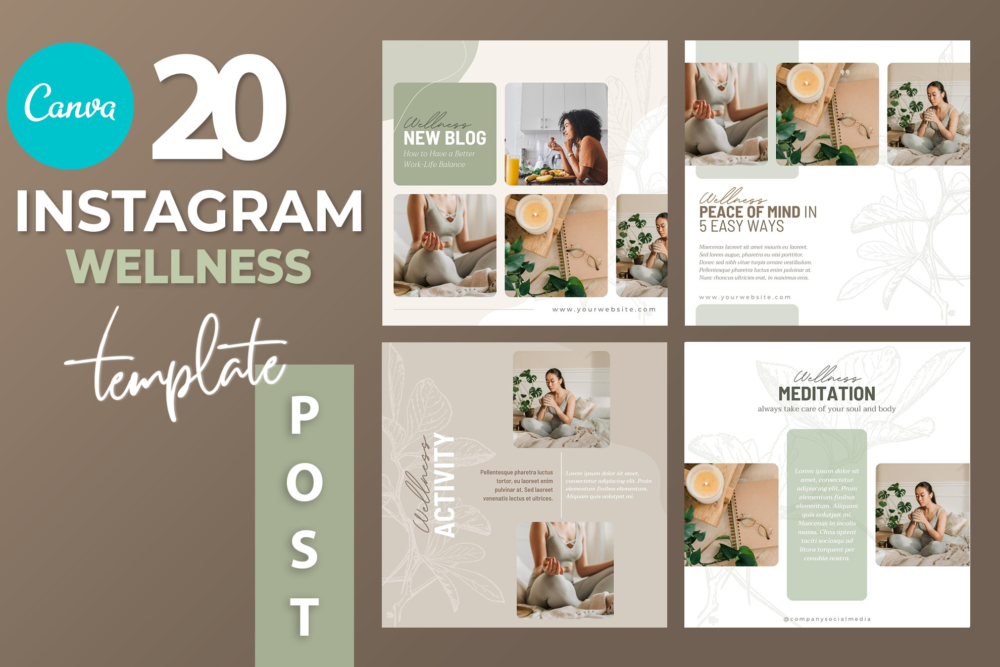 Canva Wellness Instagram Template | Marketing Templates ~ Creative Market