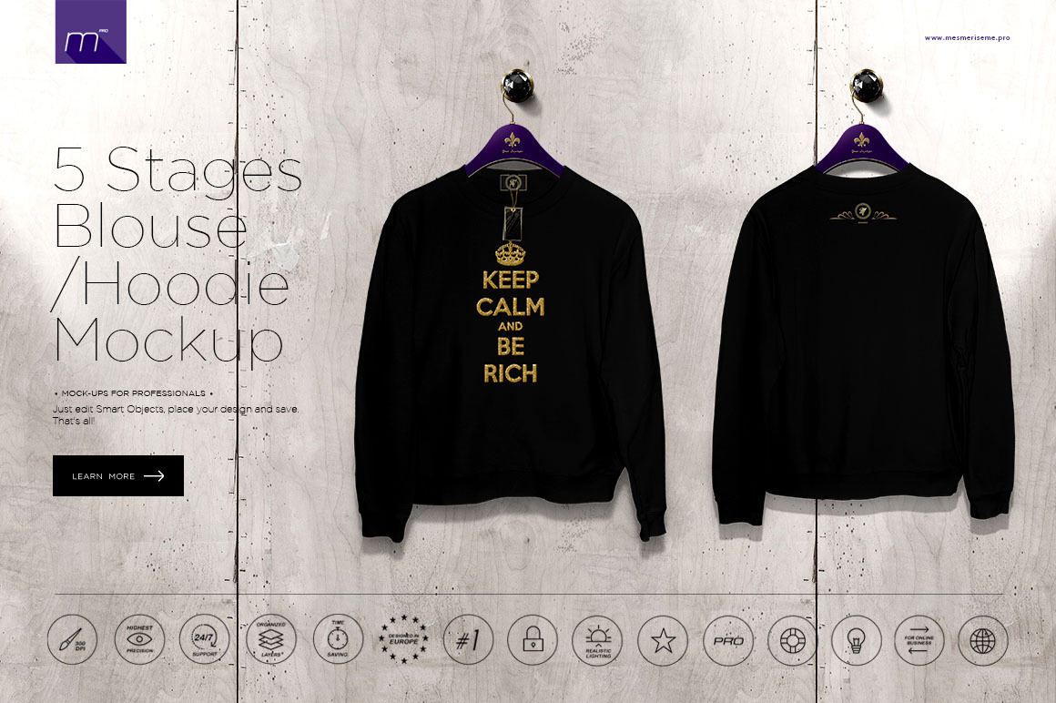 Download Hoodie / Blouse On 5 Stages Mock-up | Creative Photoshop ...