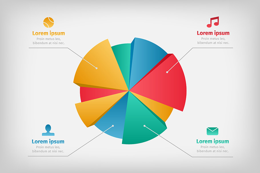 modern 3d infographics pie chart