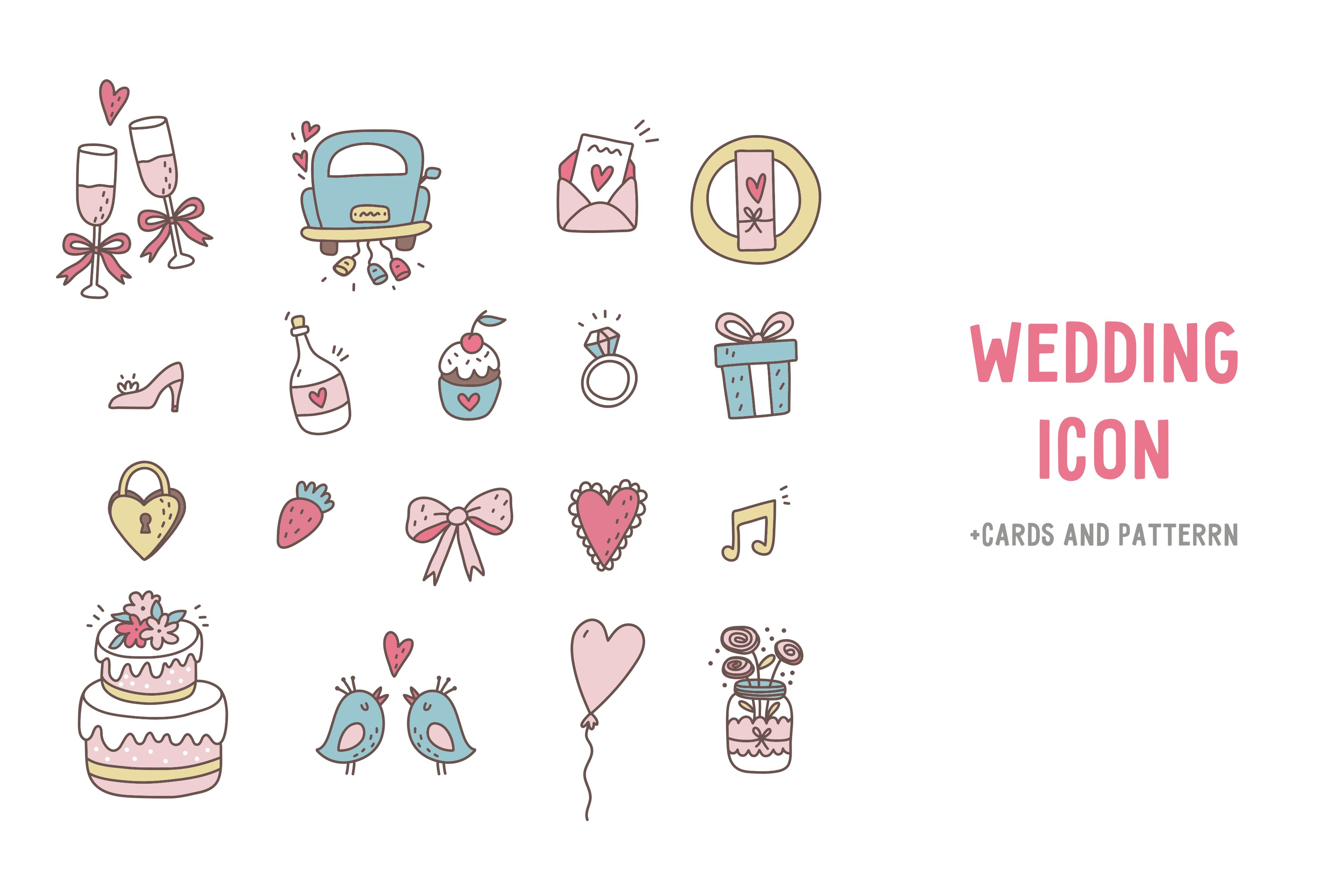 Wedding Hand Drawn Icons | Illustrator Graphics ~ Creative Market