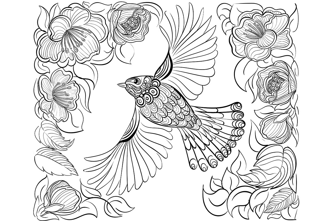 Coloring book for adult. Illustrator Graphics Creative Market