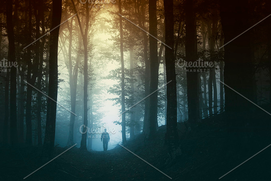 Man In Mysterious Forest Hi Res High Quality Nature Stock Photos Creative Market