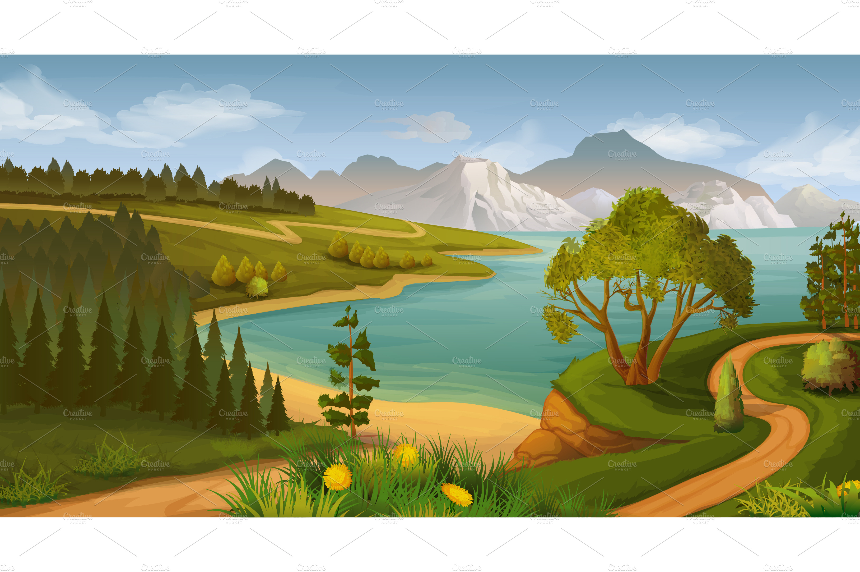 Nature landscape, sea bay, game icon | Icons ~ Creative Market