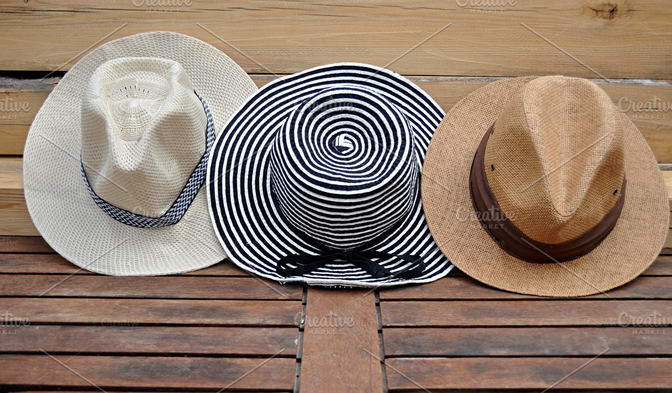 Hats containing isolated, straw, and background | Abstract Stock Photos