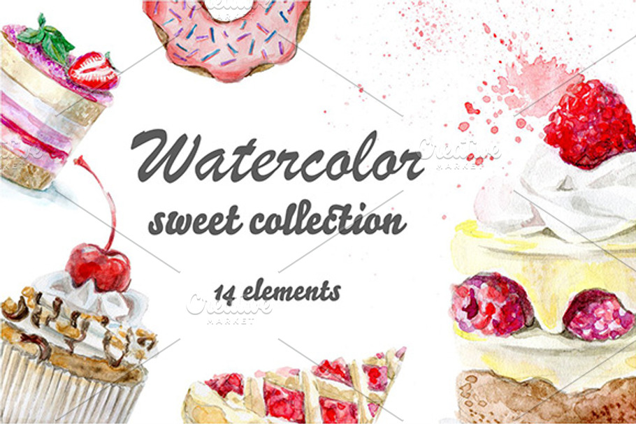 watercolor sweets and candy | Custom-Designed Illustrations ~ Creative