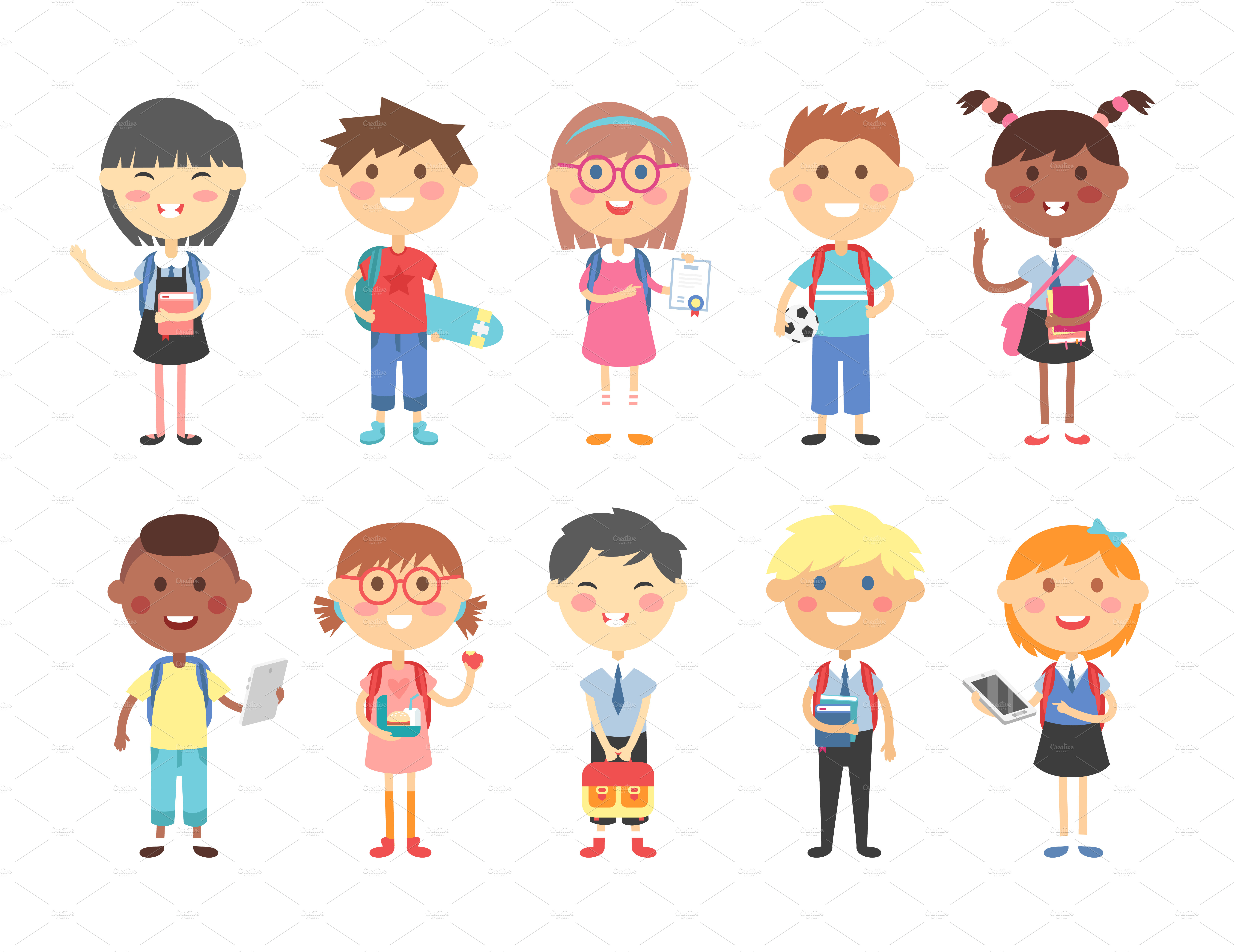 School Kids Vector Illustration Education Illustrations Creative Market