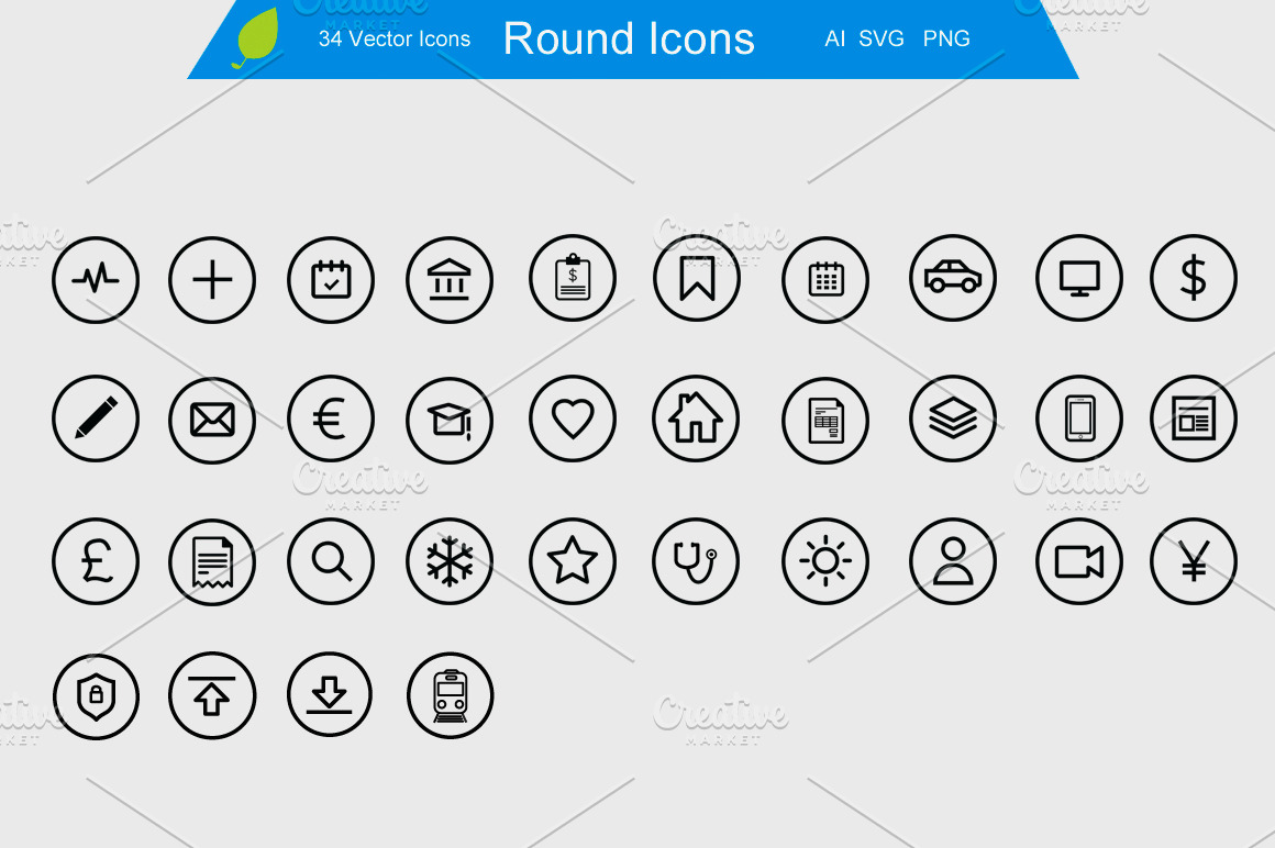 Round Icons | Outline Icons ~ Creative Market