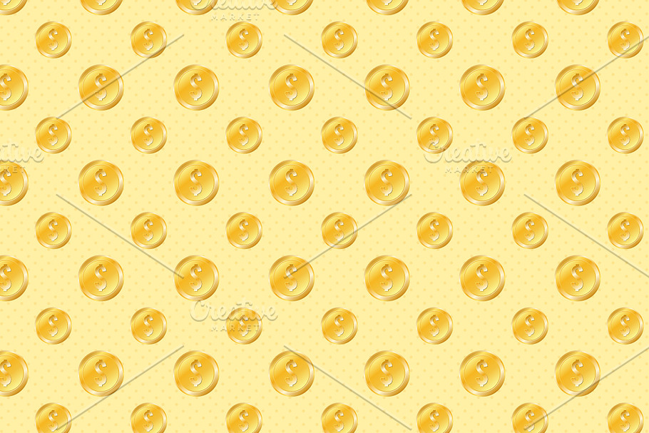 Seamless Gold Coins Pattern PreDesigned Illustrator Graphics