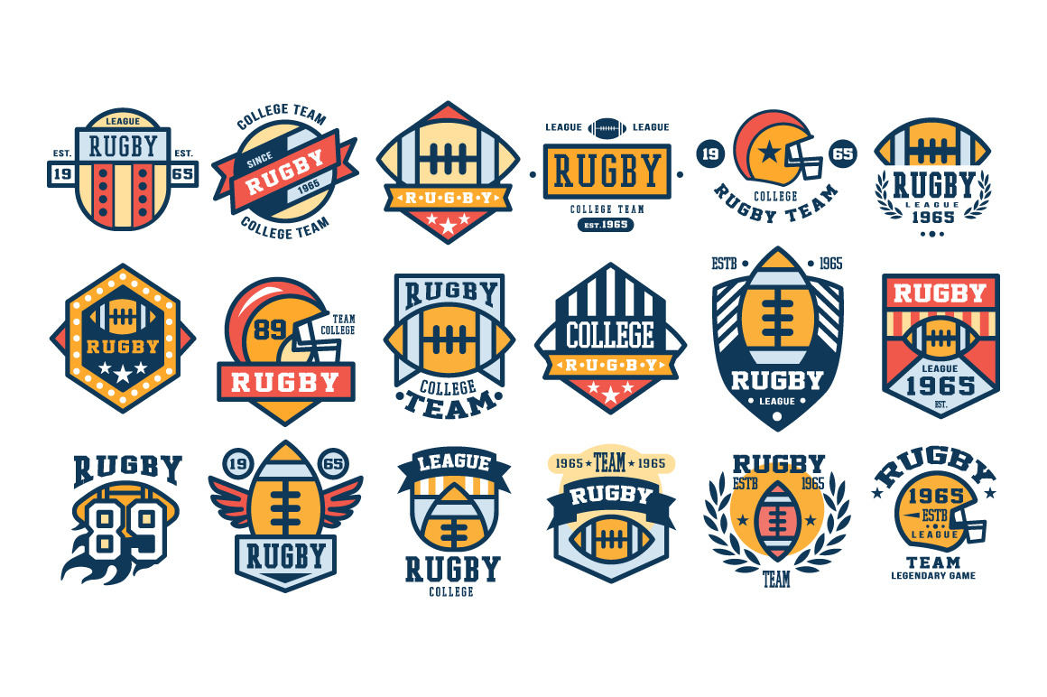 Set of Rugby club emblems Branding & Logo Templates Creative Market