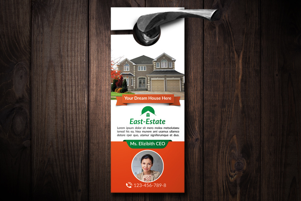 Real Estate Door Hanger Template | Stationery Templates ~ Creative Market