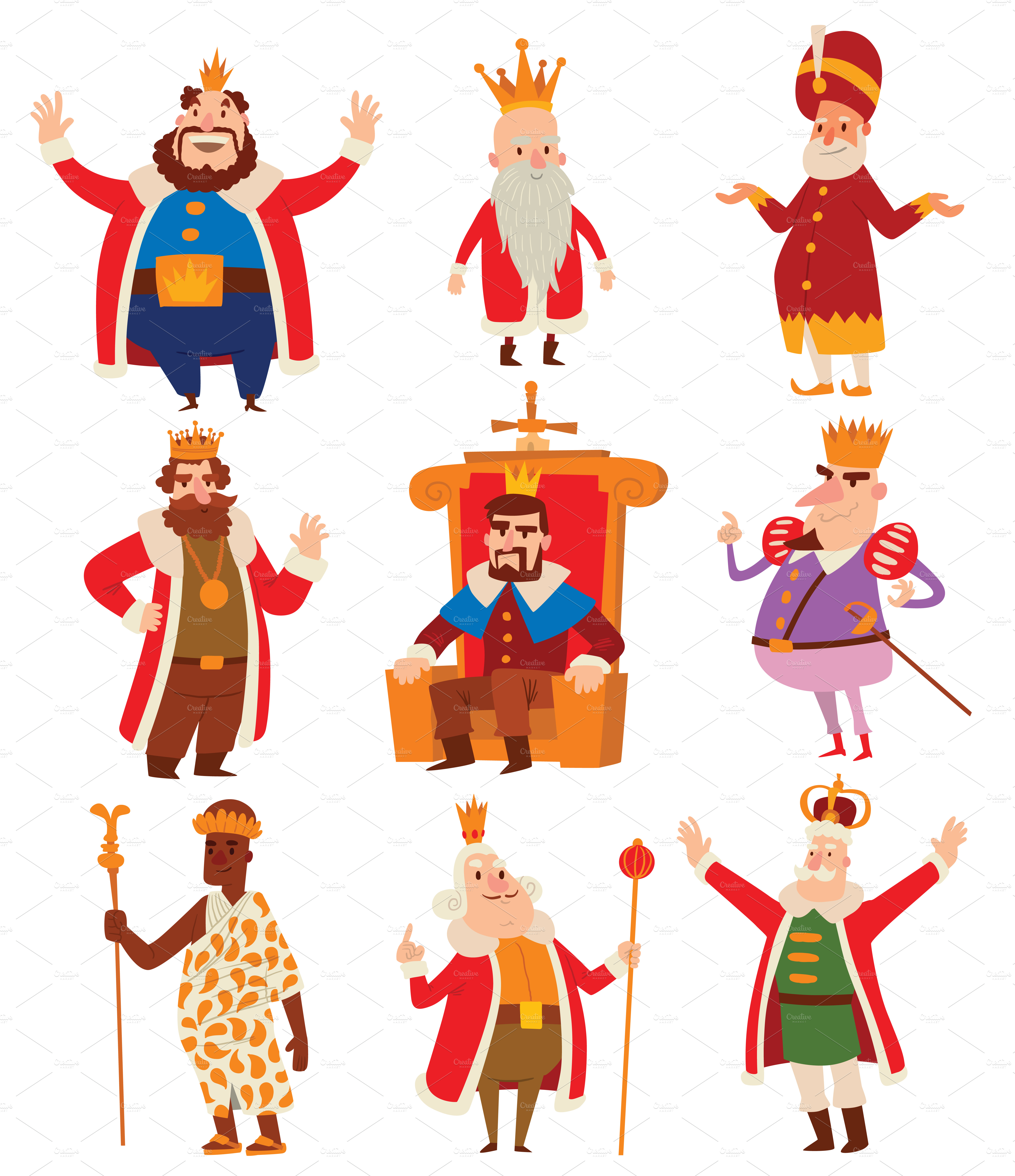 Kings cartoon vector set PreDesigned Illustrator Graphics Creative