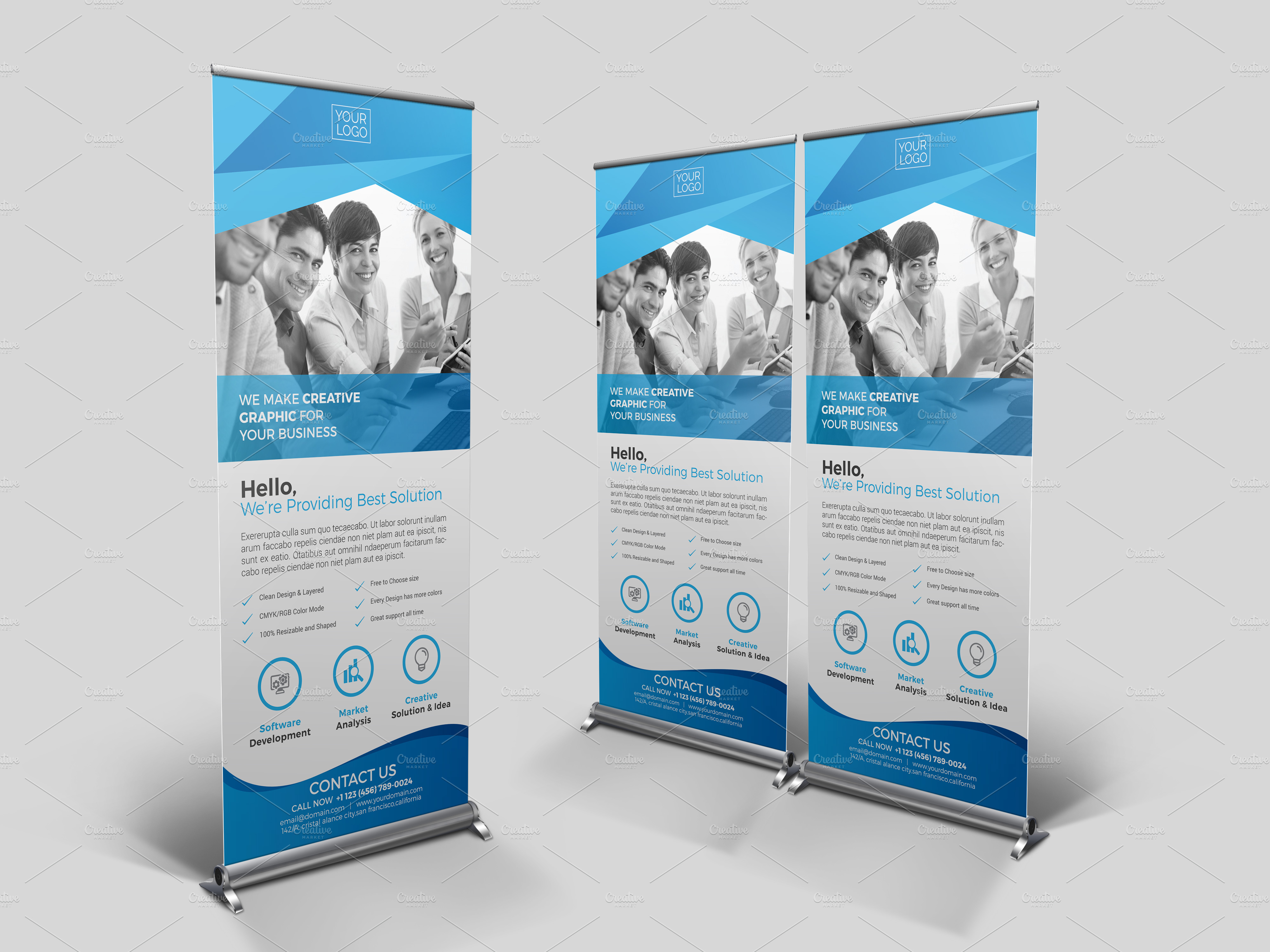 Roll Up Banner Template Creative Illustrator Templates Creative Market