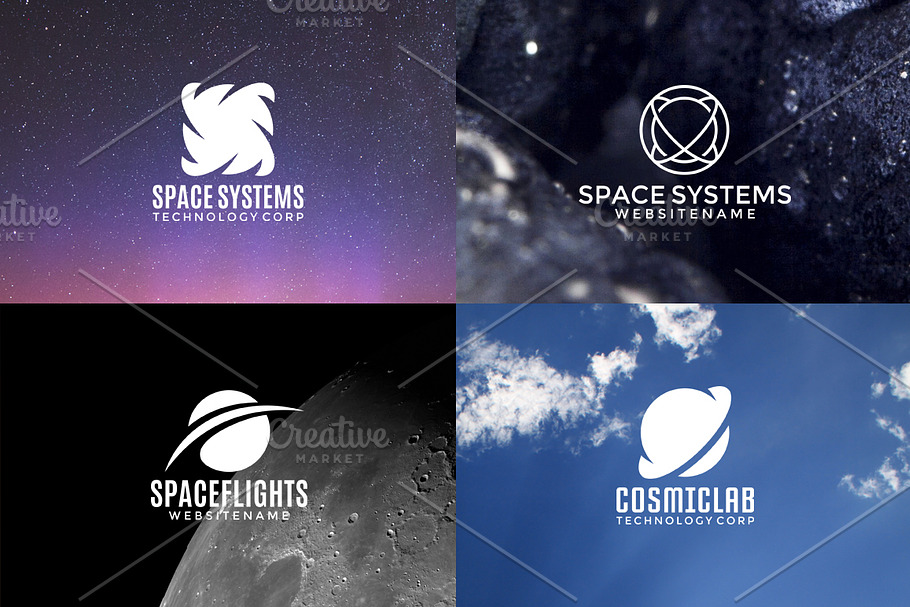 Set of space logos | Creative Illustrator Templates ~ Creative Market