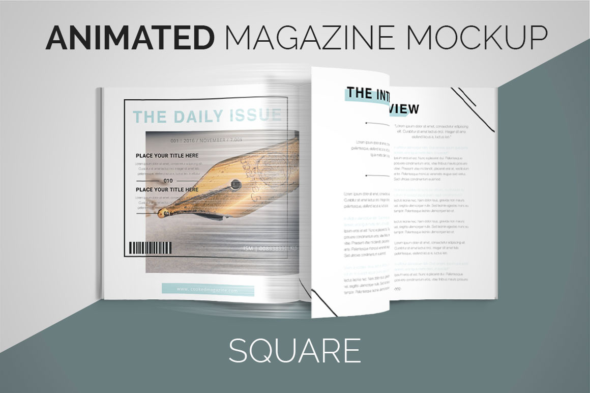 Download Animated Magazine Mockup Square Creative Photoshop Templates Creative Market