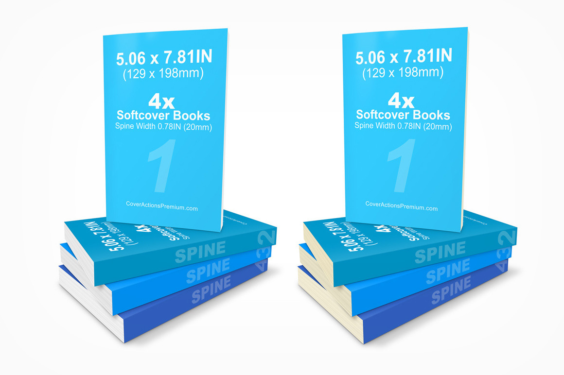 4 Paperback Book Stack Mockup ~ Print Mockups ~ Creative Market