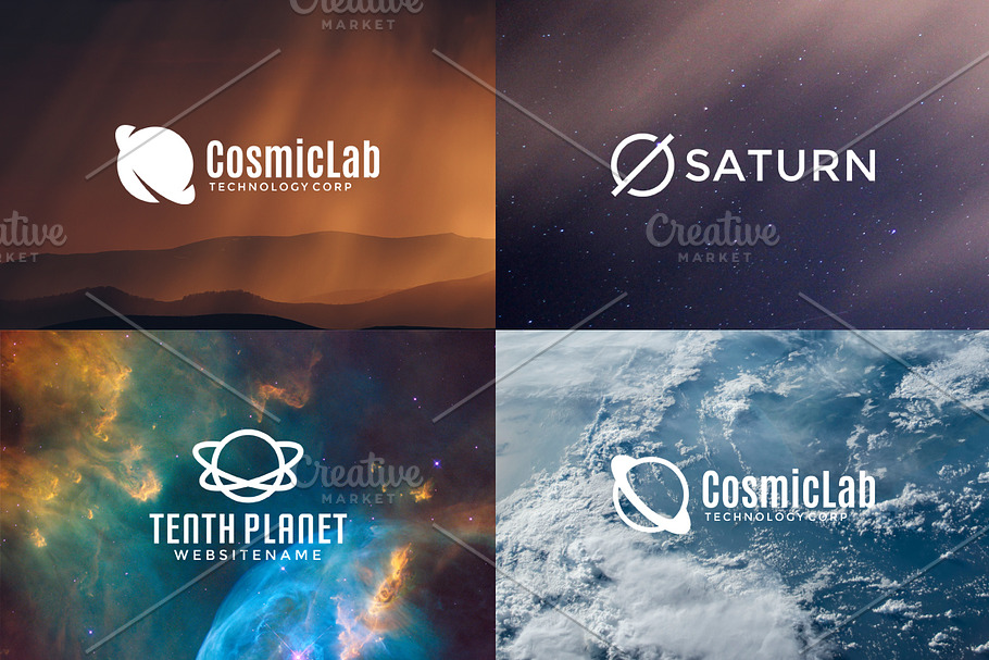 Set of space logos Creative Illustrator Templates Creative Market