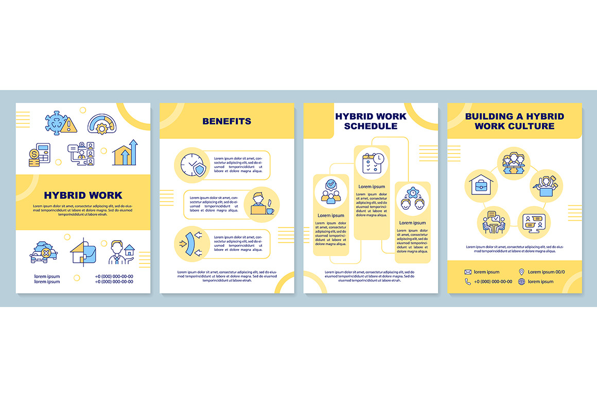 Hybrid work yellow brochure template | Brochure Templates ~ Creative Market