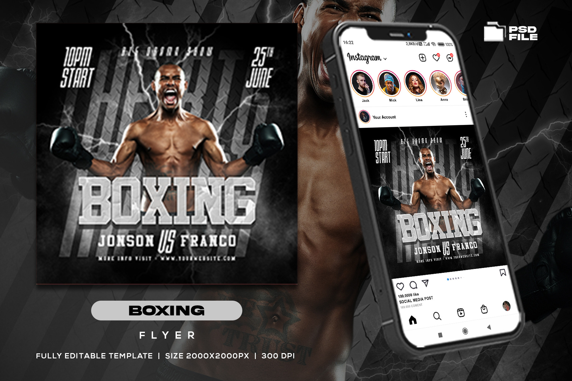 Boxing Event Flyer Template | Photoshop Templates ~ Creative Market