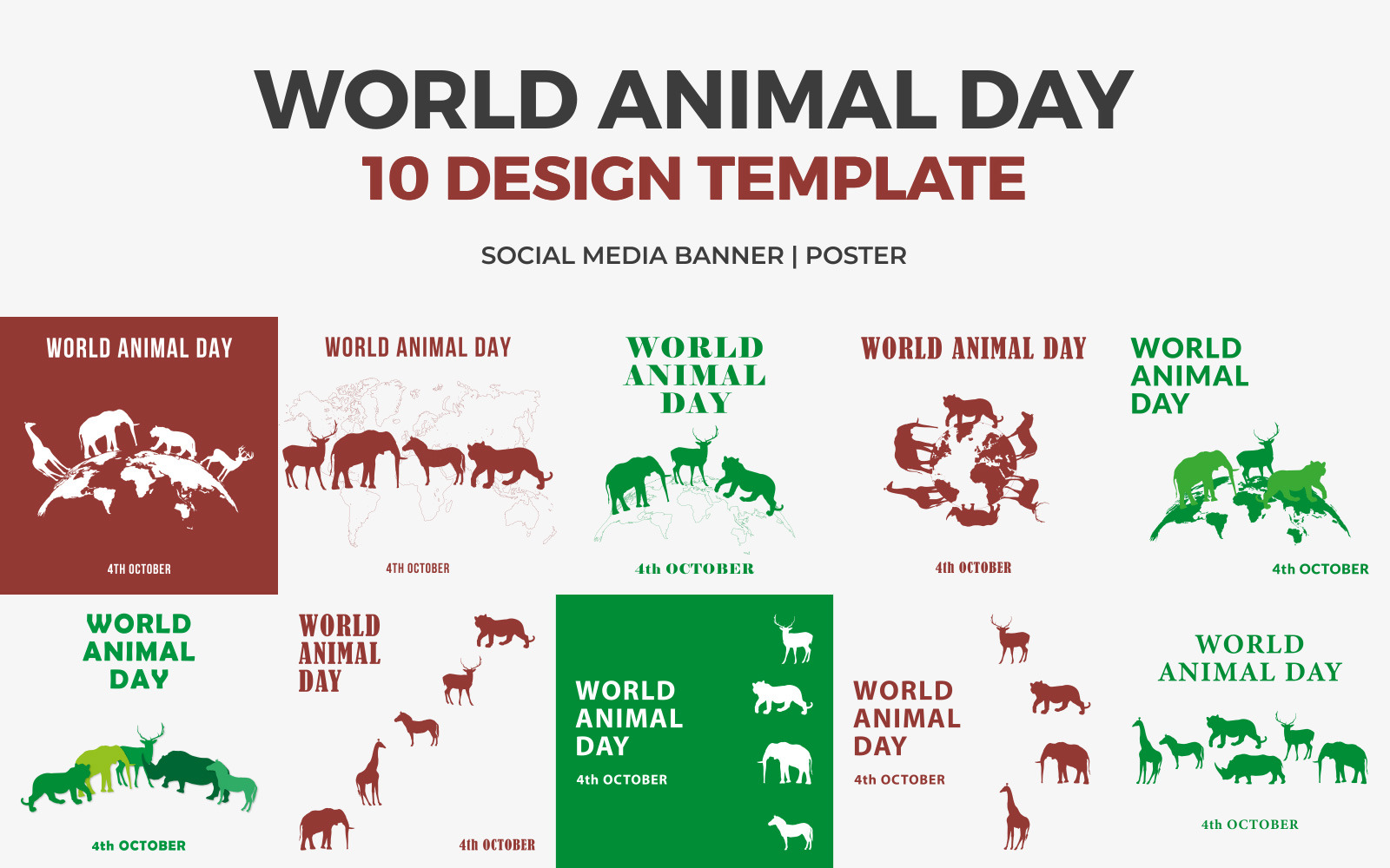 World Animal Day Banner Template Poster Templates Creative Market