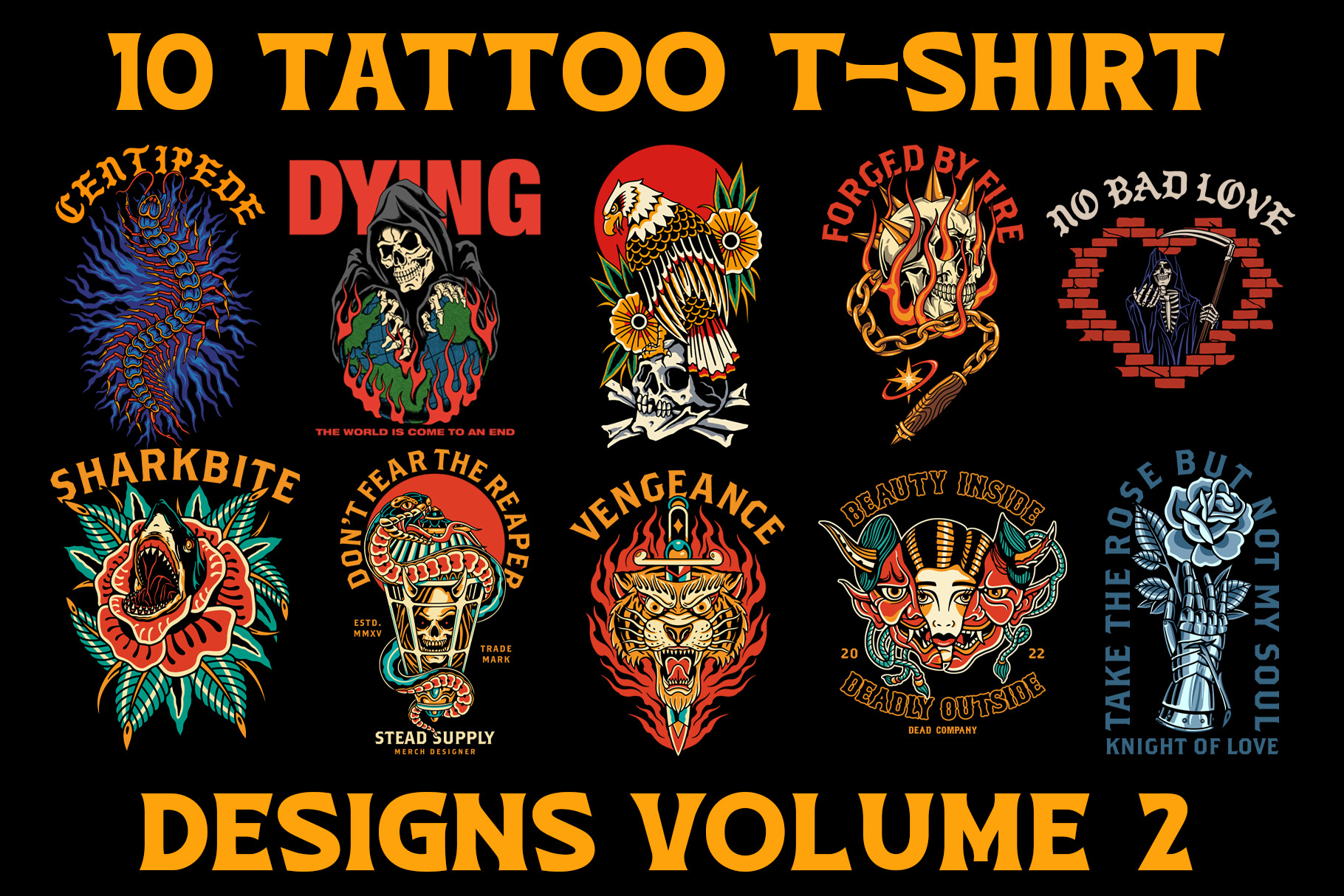 10 Tattoo Tshirt Designs Bundle Vol.2 Creative Market