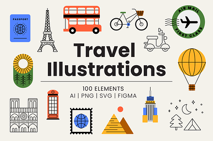 Flat Travel Posters Set | Transportation Illustrations ~ Creative Market