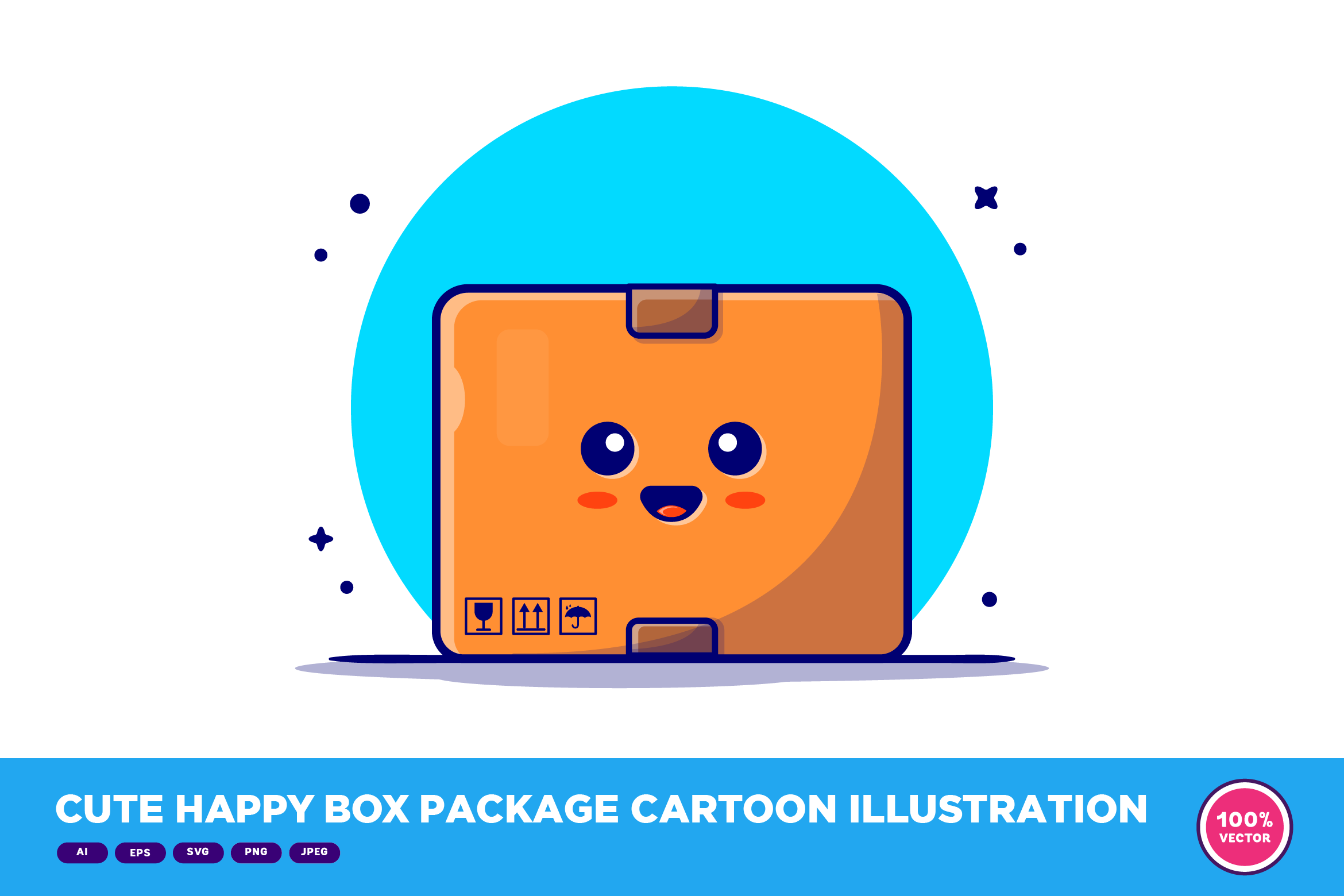 Cute Happy Box Package Cartoon Object Illustrations Creative Market