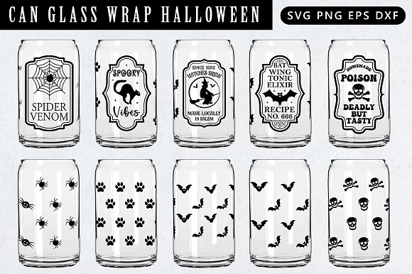 Retro Halloween Beer Can Glass SVG Witch Coffee Cup Wrap By Orange Brush  Studio