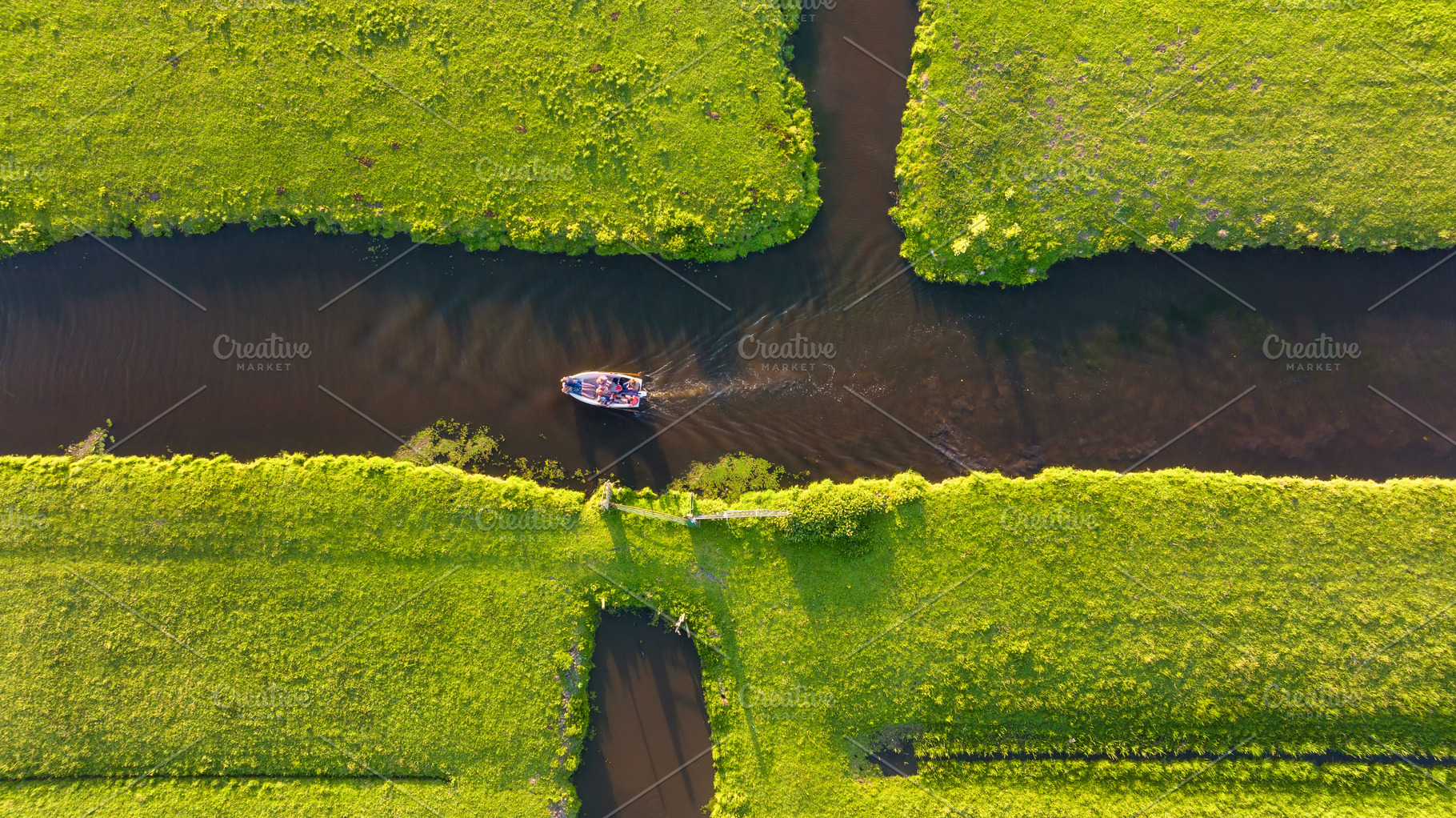 aerial-view-of-a-canal-boat-nature-stock-photos-creative-market