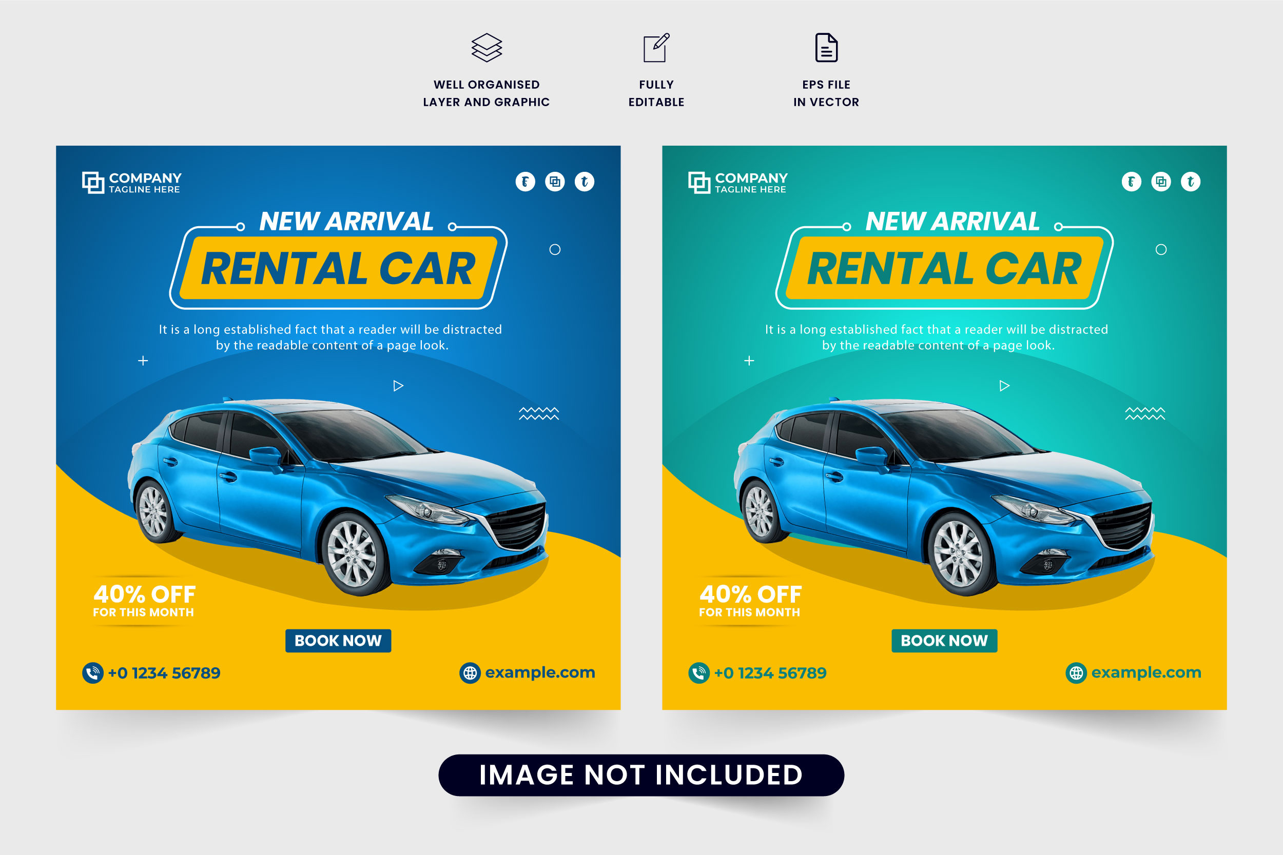 Car rental service social media post Creative Market