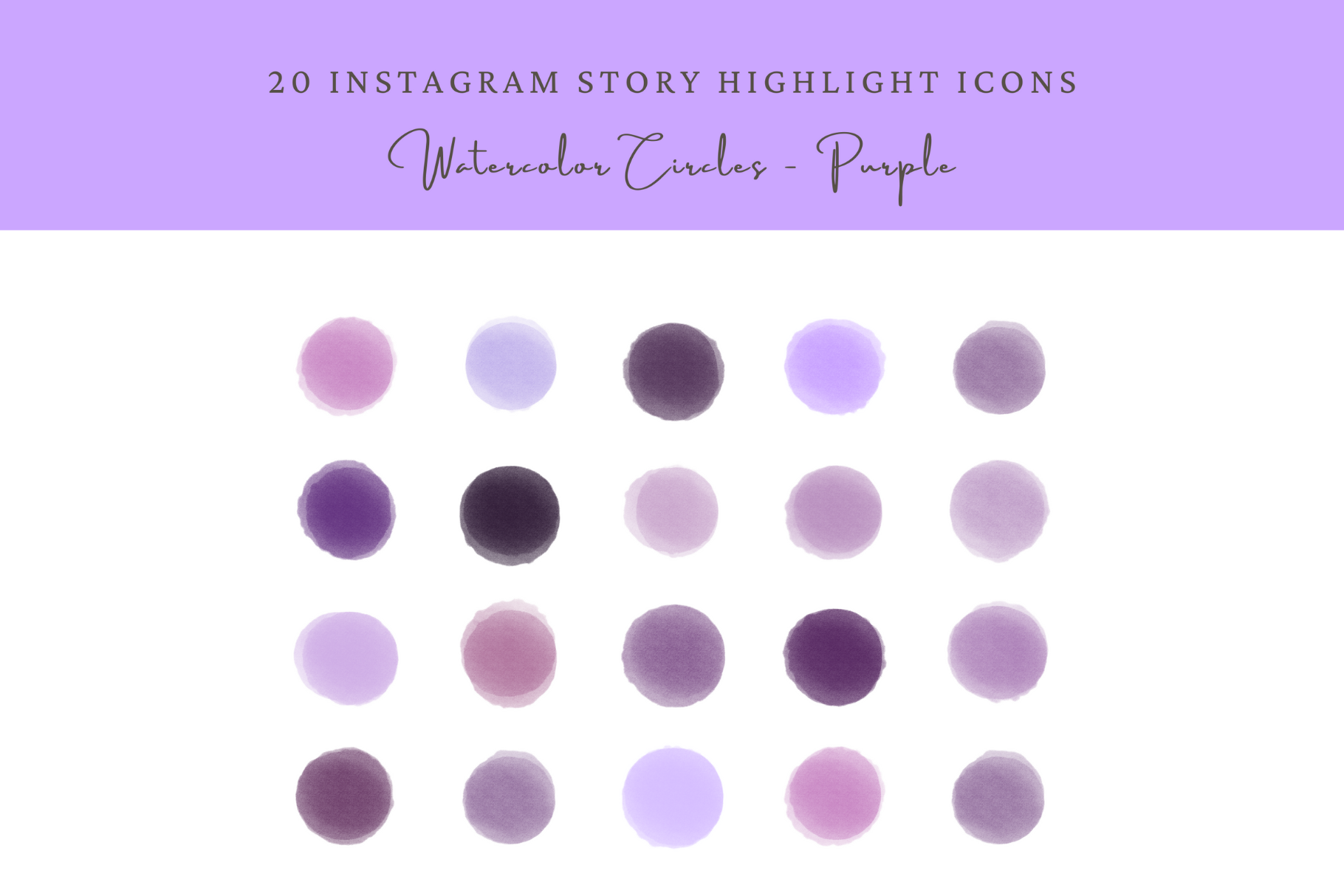 20 Soft Purple Watercolor Circles Icons | Creative Market