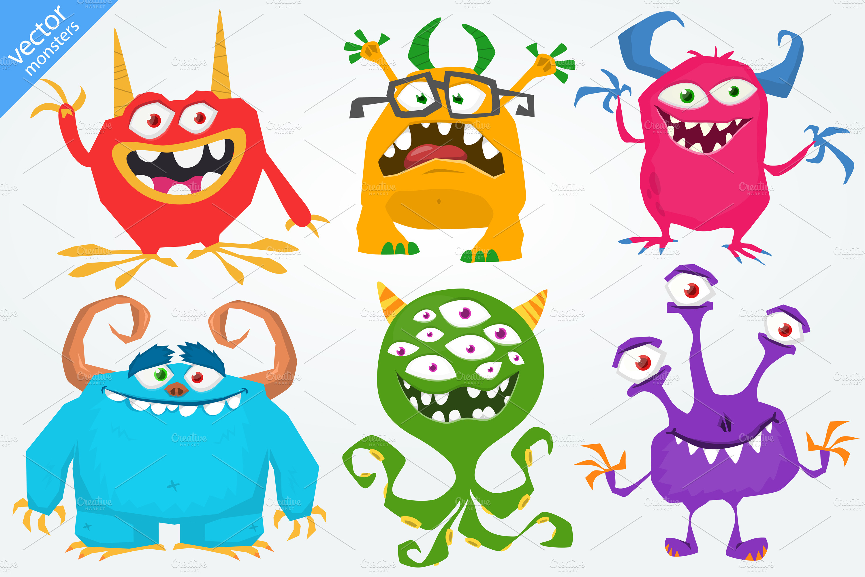 Monsters Svg Bundle, Silly Monster With Horns Clipart, One Eyed