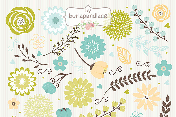 Vector Rustic flowers | Pre-Designed Illustrator Graphics ~ Creative Market