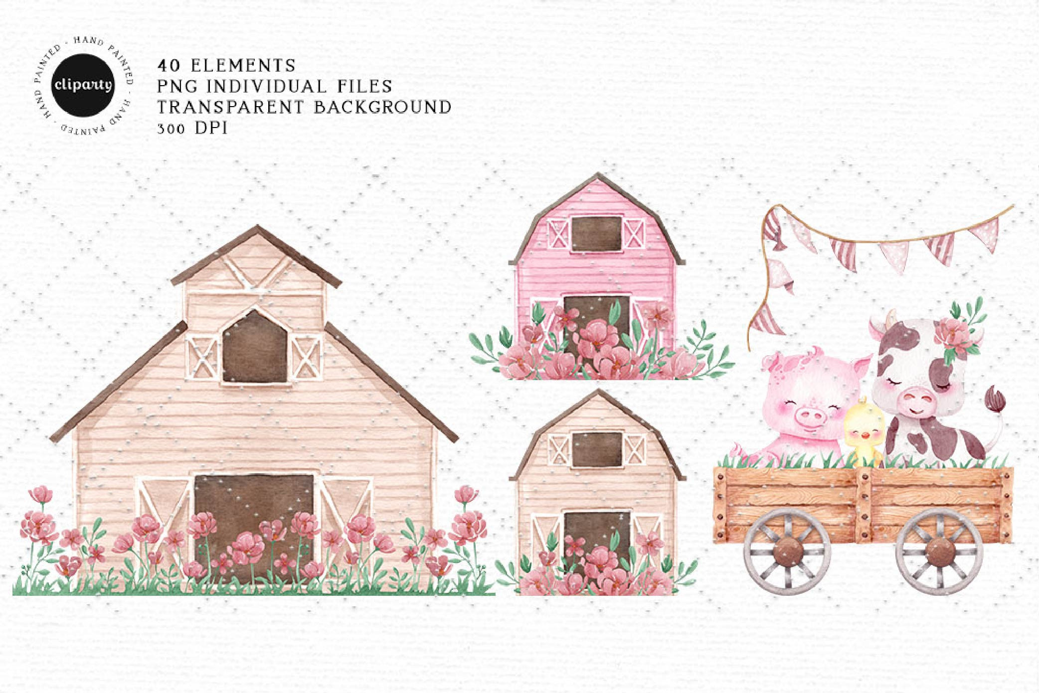 Baby Farm Animals Watercolor Clipart | Creative Market