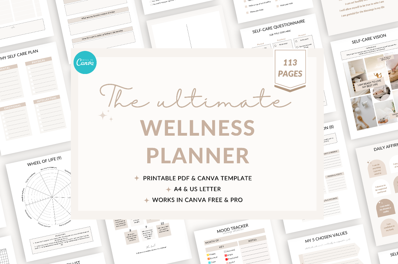 Wellness Planner Canva template | Templates & Themes ~ Creative Market