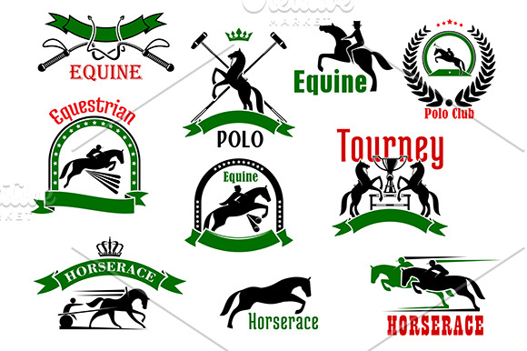 equestrian sport and polo icons pre designed illustrator graphics creative market creative market