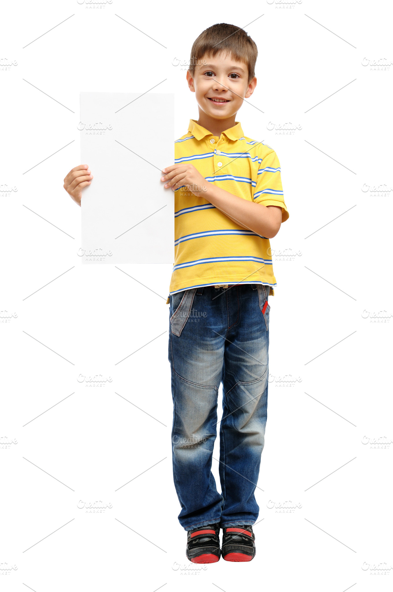 Child holding blank poster | People Images ~ Creative Market