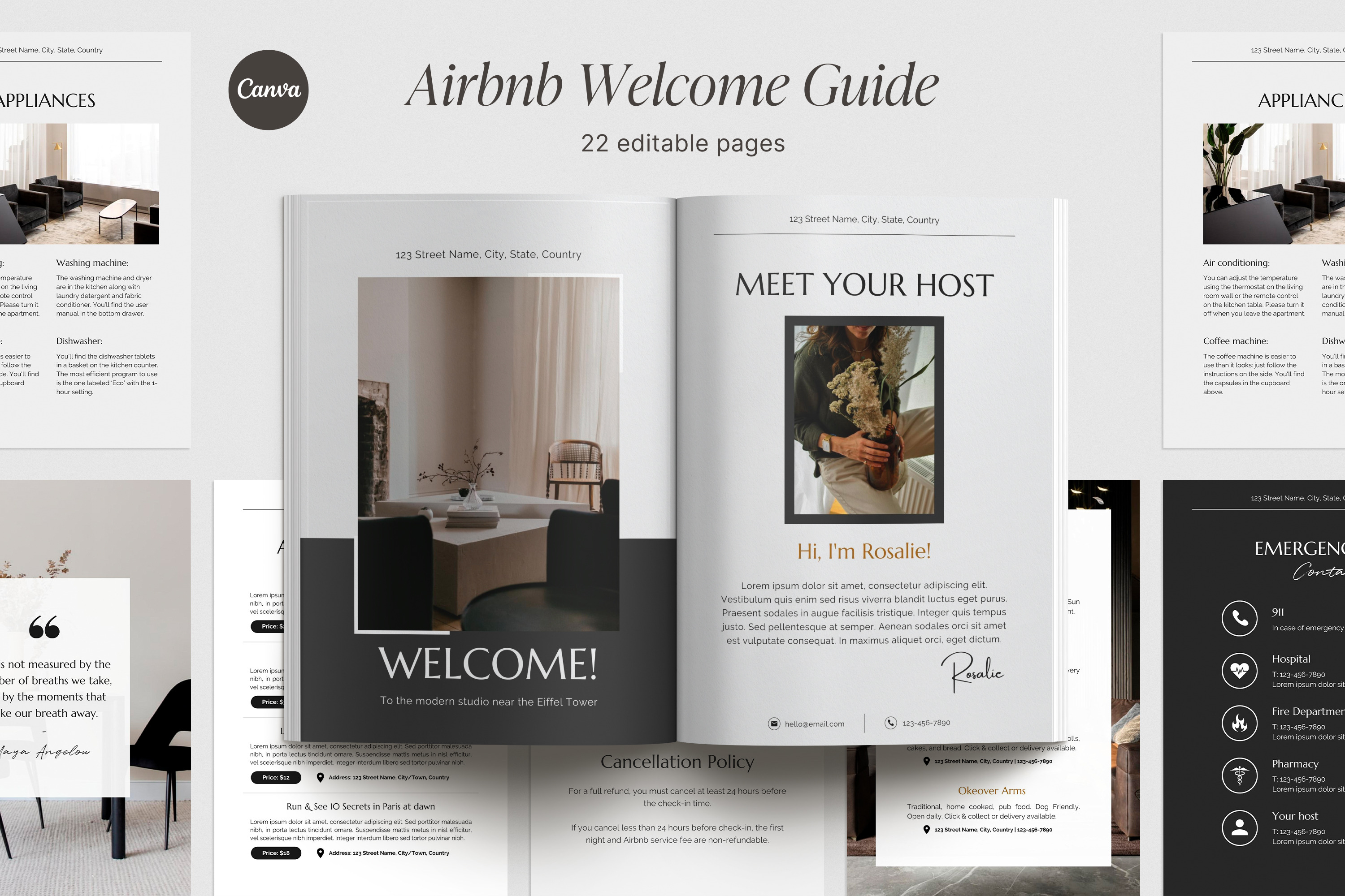 Canva Airbnb Welcome Book Template  Magazine Templates ~ Creative Market