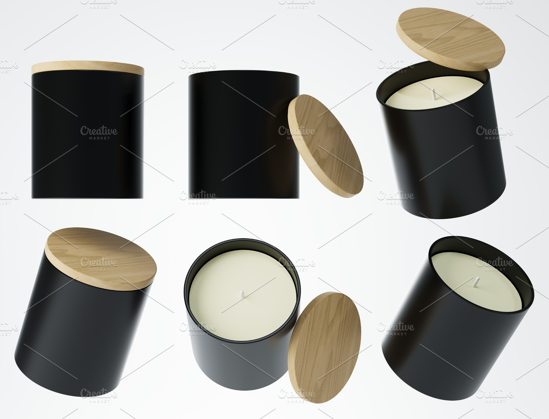 Candle In Jar With Black Lid Mockup Bundle, 9oz Scented Soy Candle