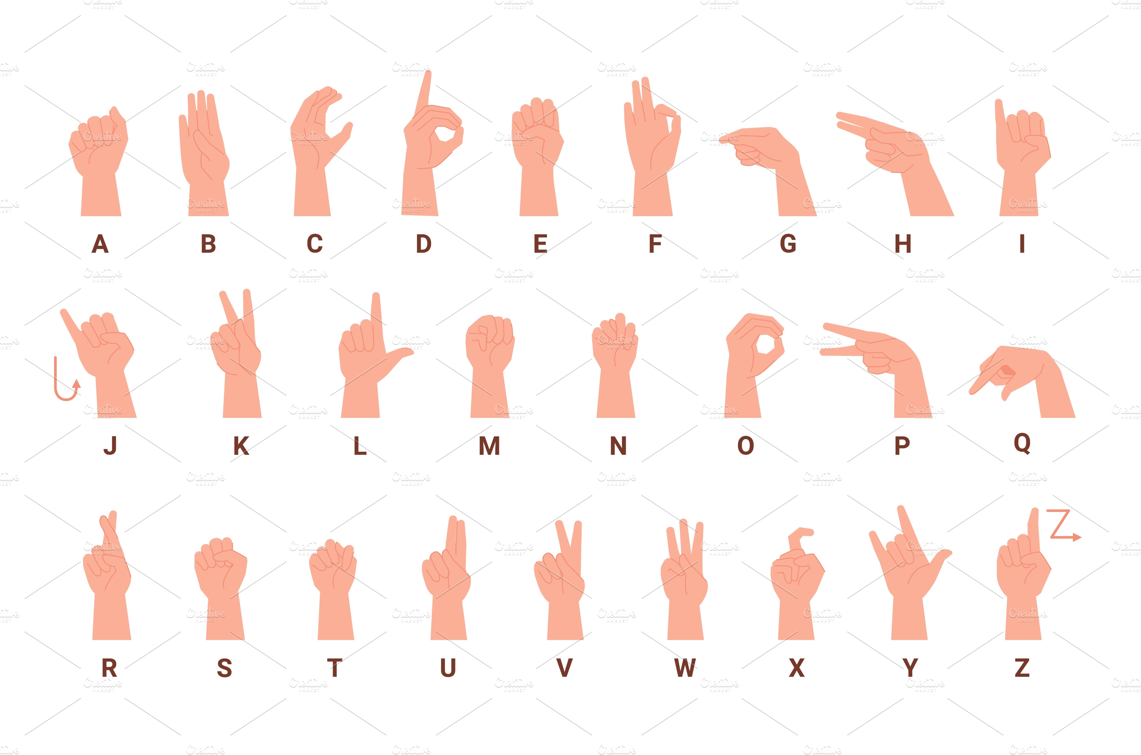 Deaf language. Deafmute alphabet Vector Graphics Creative Market