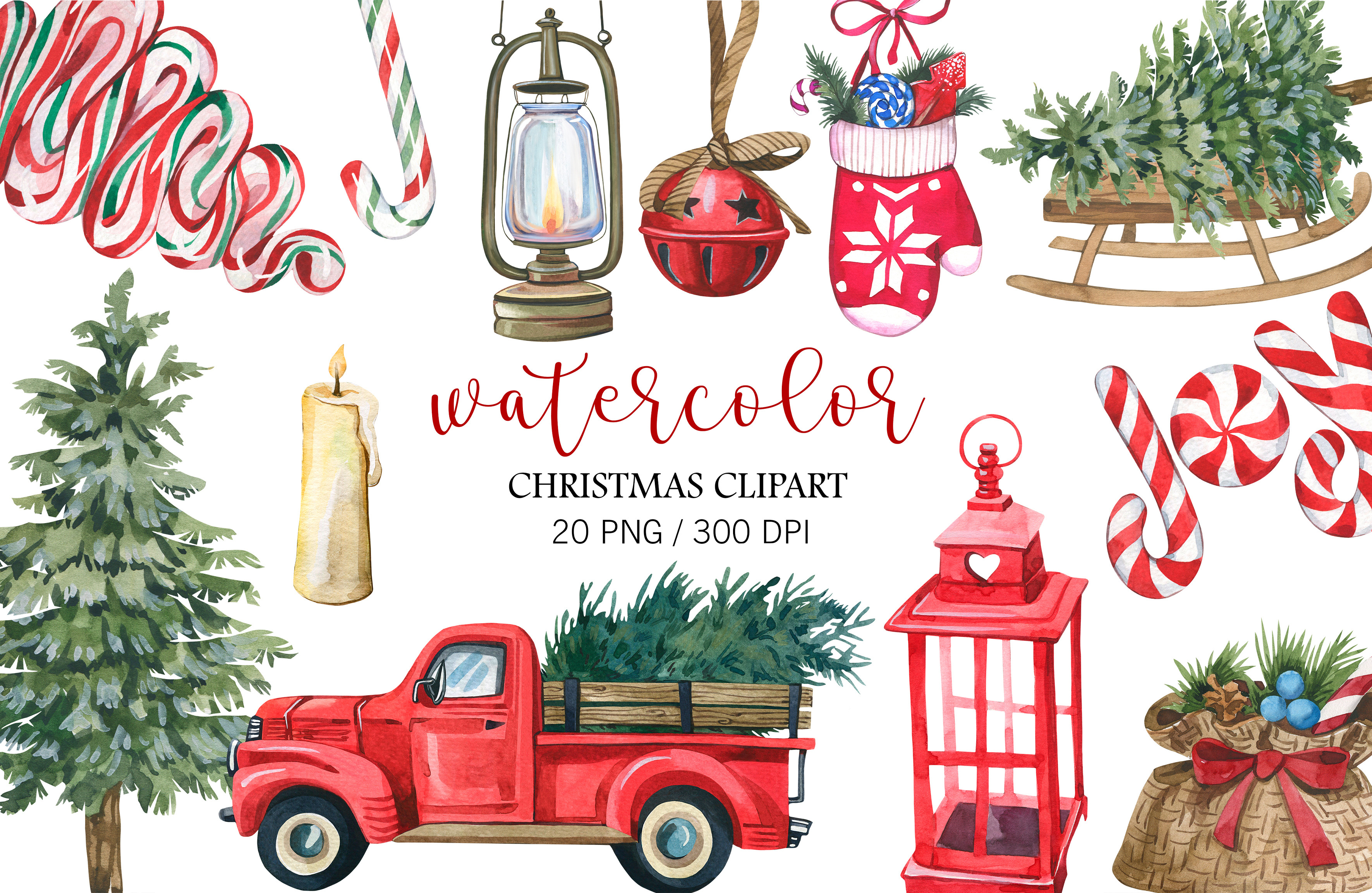 Watercolor Christmas Decor, PNG | Creative Market