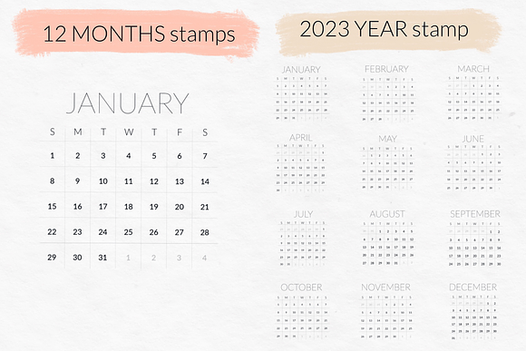 2023 Calendar stamps for Procreate