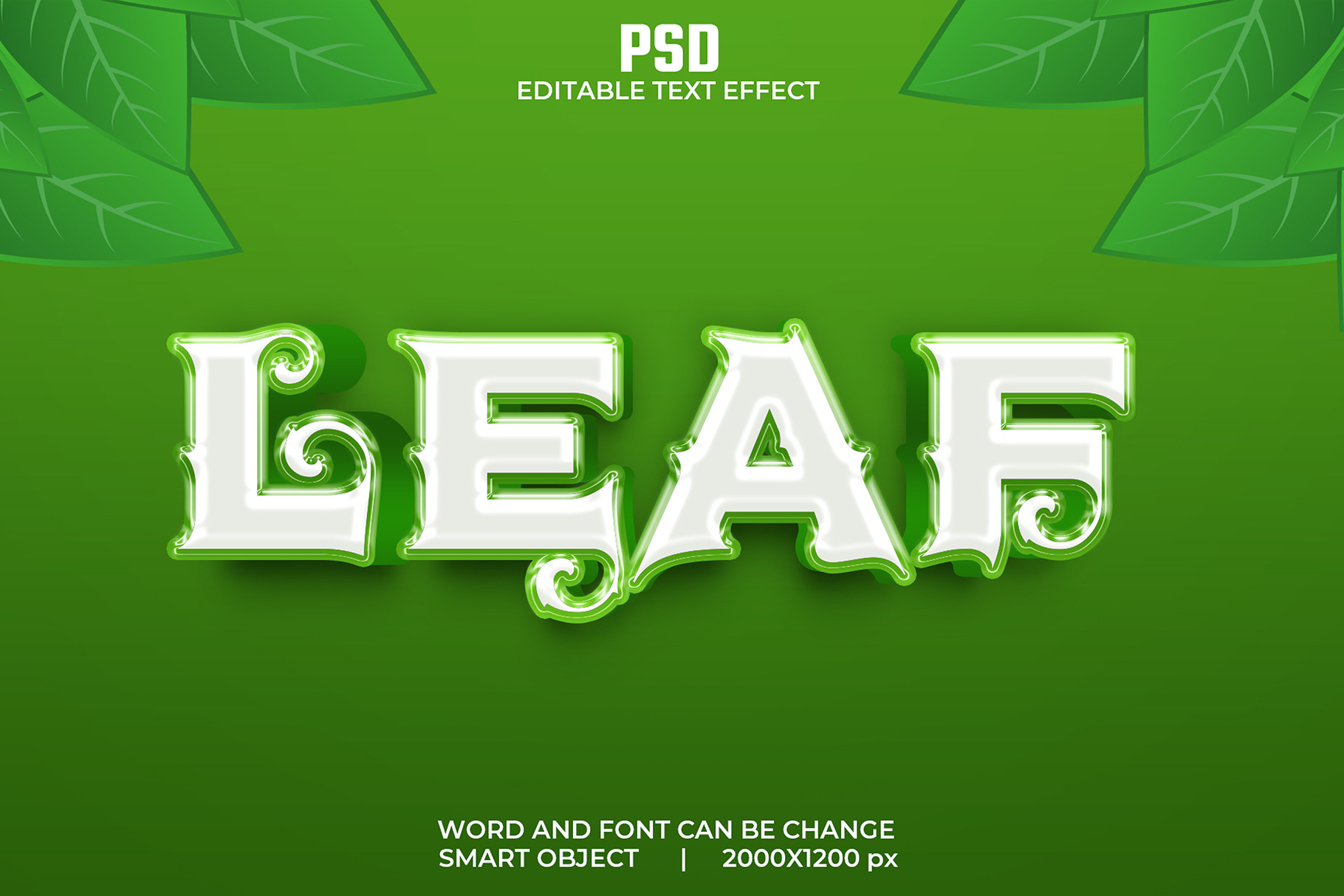 Leaf 3d Editable Psd Text Effect | Photoshop Add-Ons ~ Creative Market