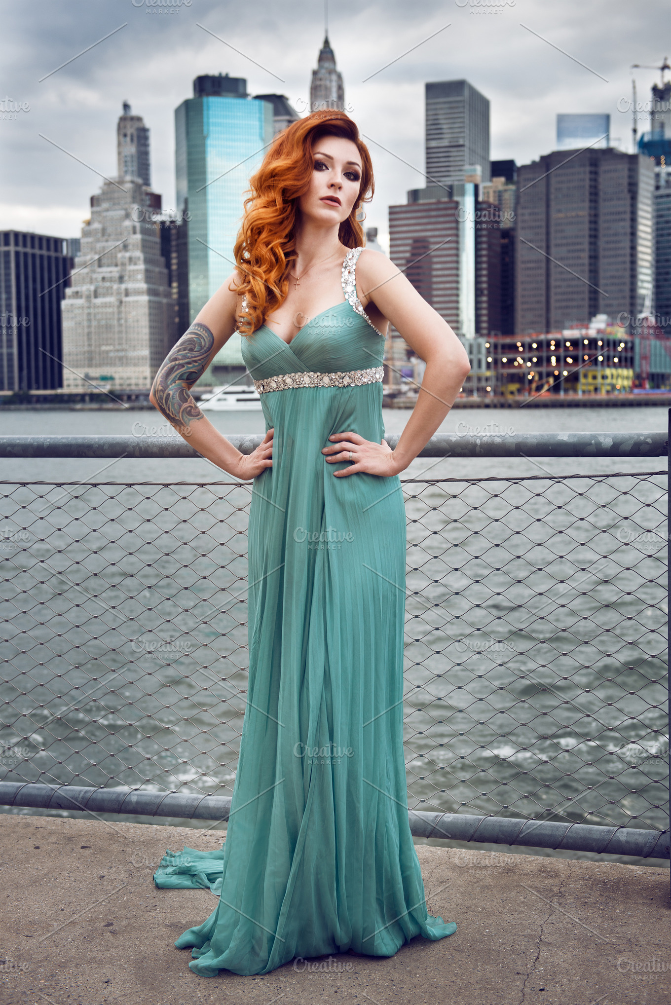 Beautiful Red Haired Woman Featuring Hotel Hairstyle And Dress