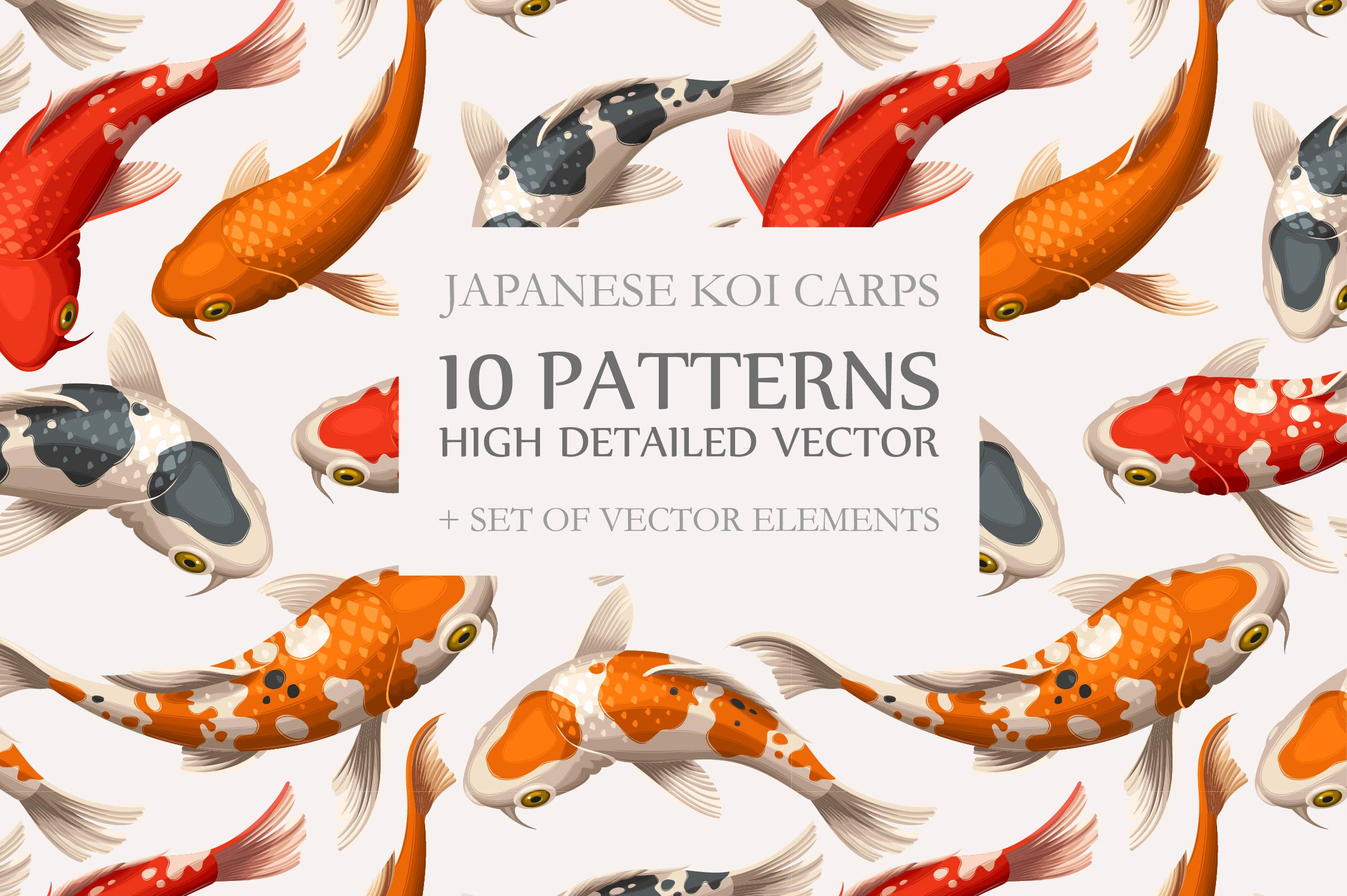 Koi Carps Seamless Patterns Graphic Patterns Creative Market